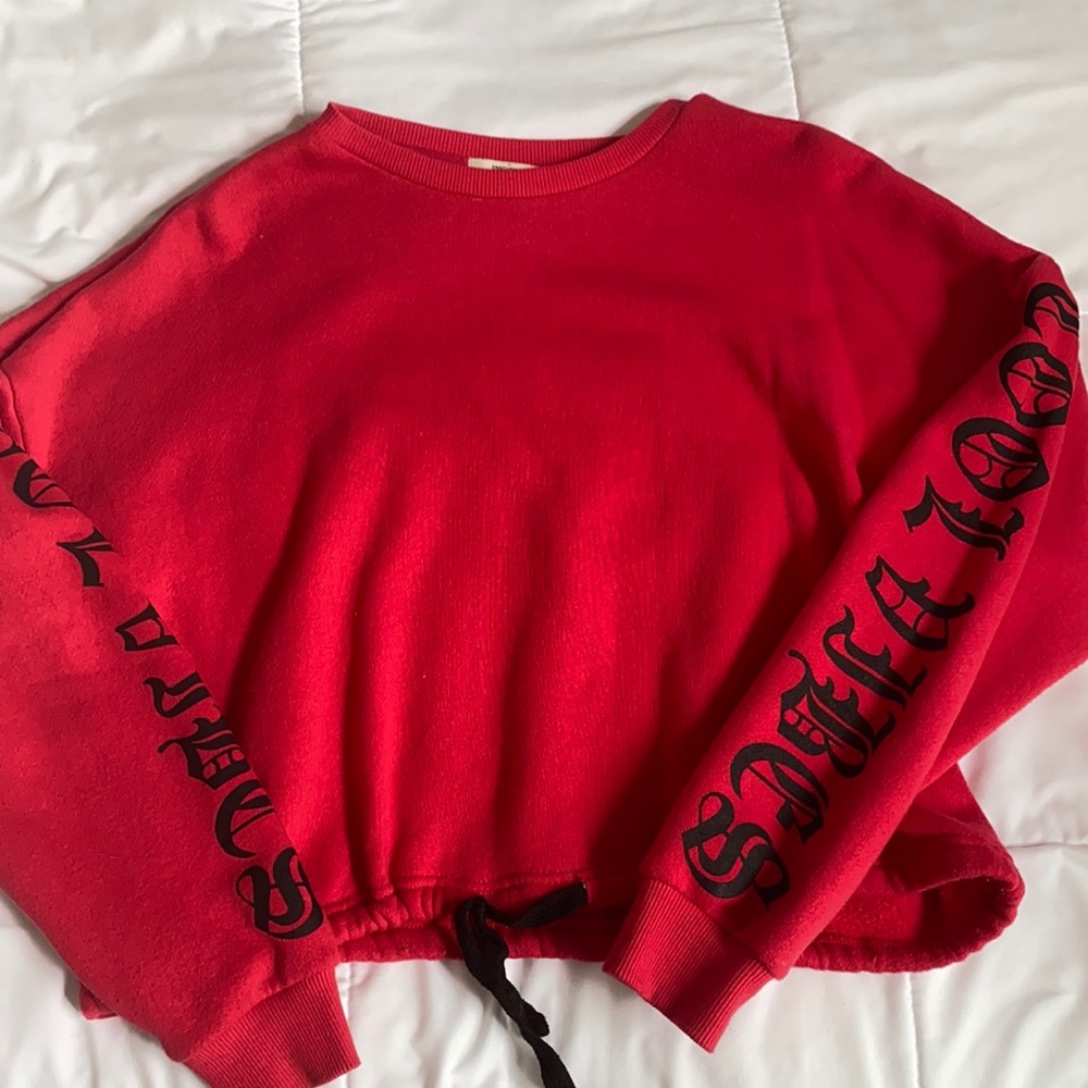 Red Cropped Crew Neck
